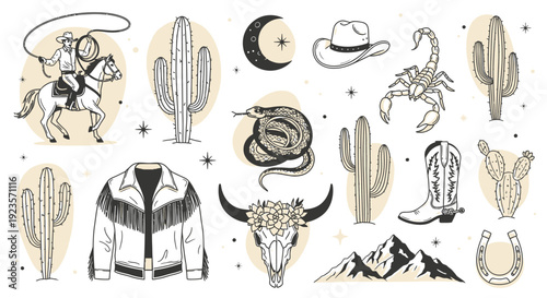 Wild West Cowboy and Desert Elements Collection, Western Iconography