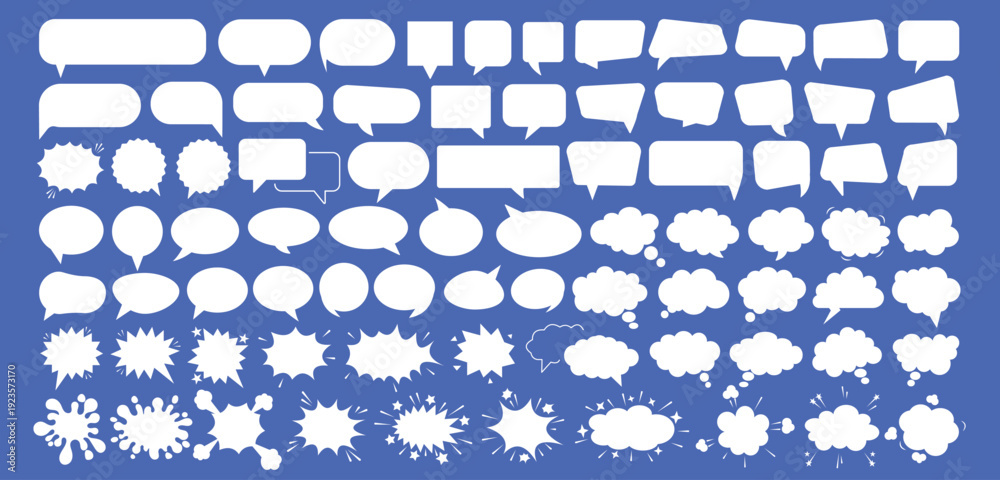 Obraz premium Speech bubble set blank comic balloon empty dialogue cloud cartoon shape vector illustration creative design isolated on red background playful expressive communication