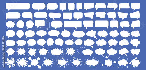 Speech bubble set blank comic balloon empty dialogue cloud cartoon shape vector illustration creative design isolated on red background playful expressive communication