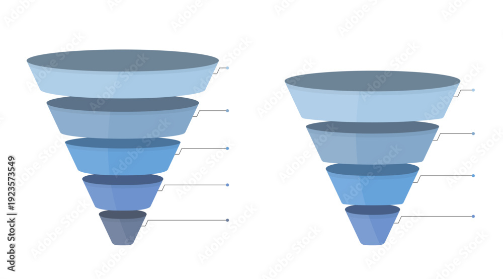 Obraz premium Sales funnel diagrams with four and five elements