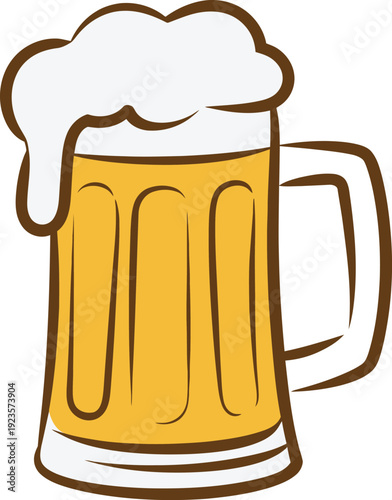 Cartoon illustration of a mug of beer with foamy head