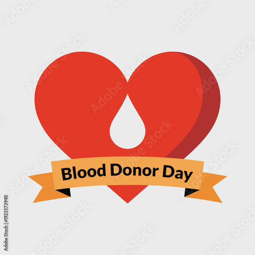 Red heart with blood drop symbol for Blood Donor Day awareness