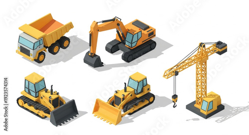 Heavy Construction Machinery Equipment Vehicles.