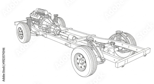Heavy Duty Truck Chassis Illustration.