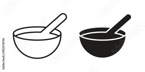 Bowl of soup icon in black stroke eps vector graphic