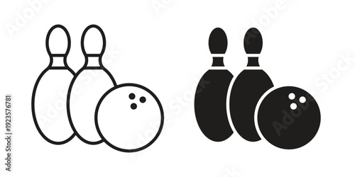 Bowling icon in black stroke eps vector graphic