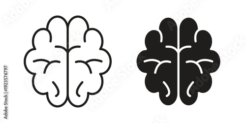 Brain icon in black stroke eps vector graphic