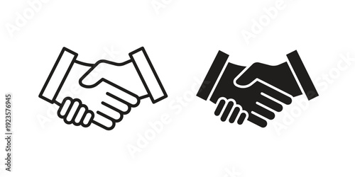 Business deal icon in black stroke eps vector graphic