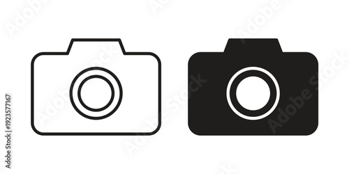 Camera icon in black stroke eps vector graphic