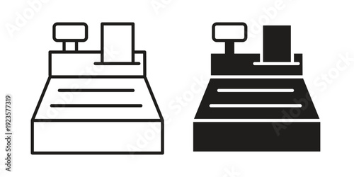 Cash register icon in black stroke eps vector graphic
