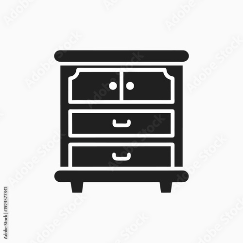 chest of drawers vector icon silhoutte template