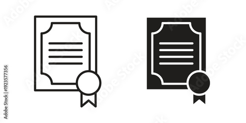 Certificate icon in black stroke eps vector graphic