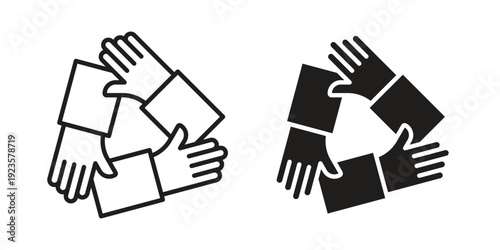 Collaboration icon in black stroke eps vector graphic