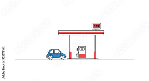 Gas Station with Car Refueling.