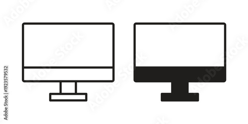 Desktop icon in black stroke eps vector graphic