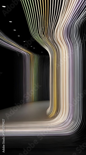 tunnel with AI security shields glowing along data stream pathways