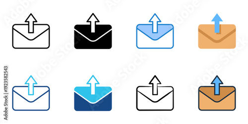 Outbox icons set multiple style collection. Editable stroke 
