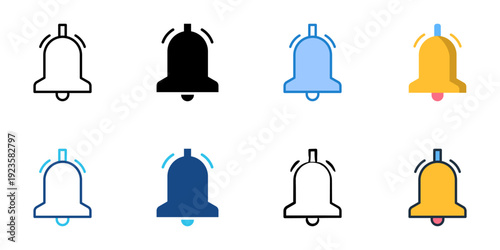 Notification icons set multiple style collection. Editable stroke 
