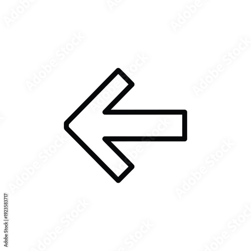 Simple Black Outline Left Arrow Icon Indicating Direction or Previous Navigation Step on a Digital Interface, Ideal for Web Design Elements and User Experience Flow and Visual Cues