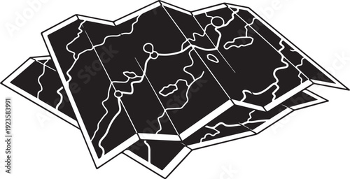 Illustration of a black and white puzzle pieces map