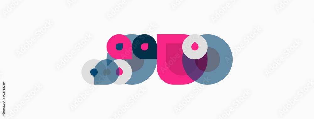Fototapeta premium Abstract colorful circles overlap, creating dynamic composition. Shapes vary sizes, hues, suggesting movement, energy. Minimalist design.