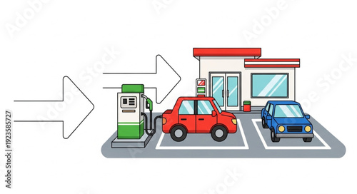 Gas Station with Cars Refueling.