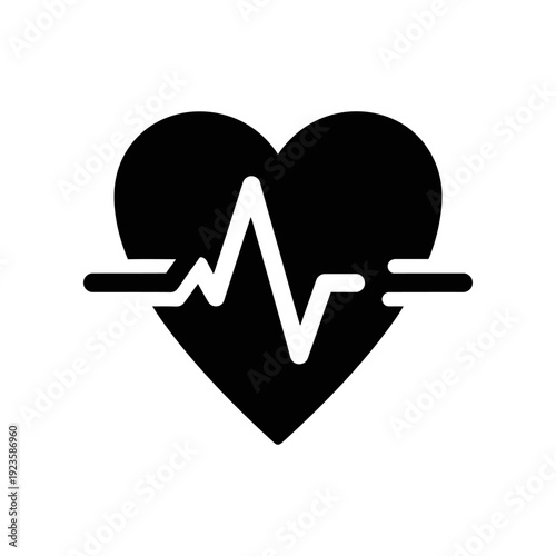 Minimalist black and white illustration of a broken heart with an ECG line, symbolizing love and medical concepts, perfect for healthcare, relationships, and emotional content.