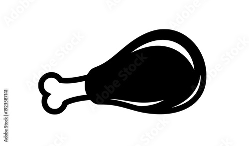 Chicken Drumstick Black Silhouette Vector Illustration