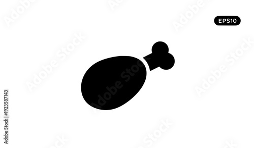 Minimal Poultry Leg Black Icon Silhouette Vector