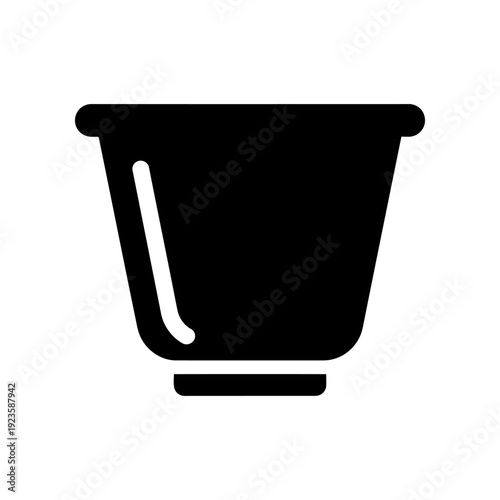 High-quality studio image of an empty black plastic bucket with sturdy handles, clean lines, and matte finish, ideal for commercial product displays, advertising, and design projects.