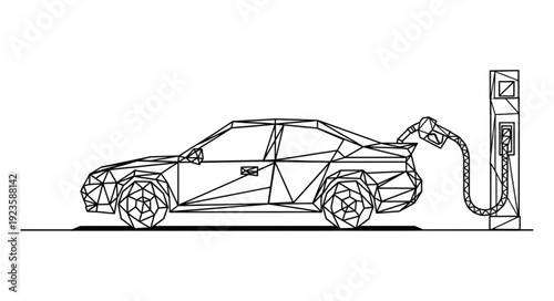 Electric Car Charging at Station.