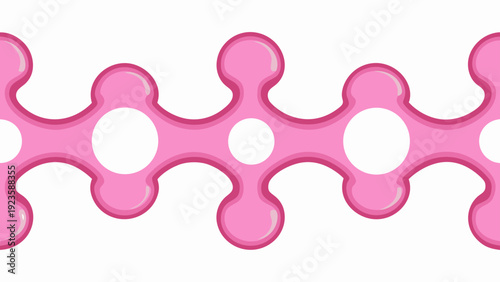 Pink abstract harmony illustration with interconnected circles and shapes on white background