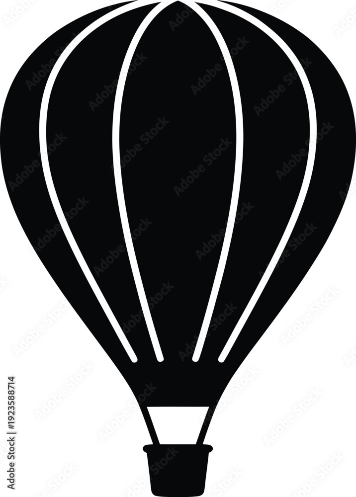 Fototapeta premium Black hot air balloon icon on for travel and adventure concepts
