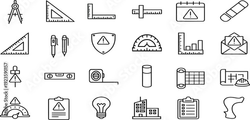 Architecture and Engineering Measurement Tool Icon Set for Construction UI