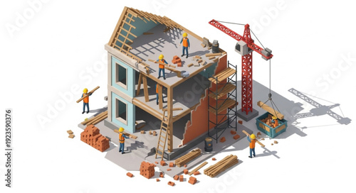 House Under Construction with Crane.