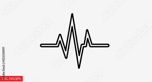 Electrocardiogram (ECG) heartbeat line icon in minimalist flat vector style. 