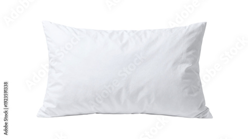 Fluffy white pillow isolated on transparent background, soft and comfortable for sleeping, bedroom decor