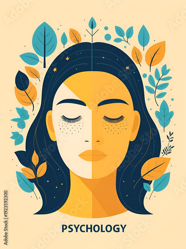 Psychology concept vector illustration. Mental health, depression, seasonal affected, sleep disorder.