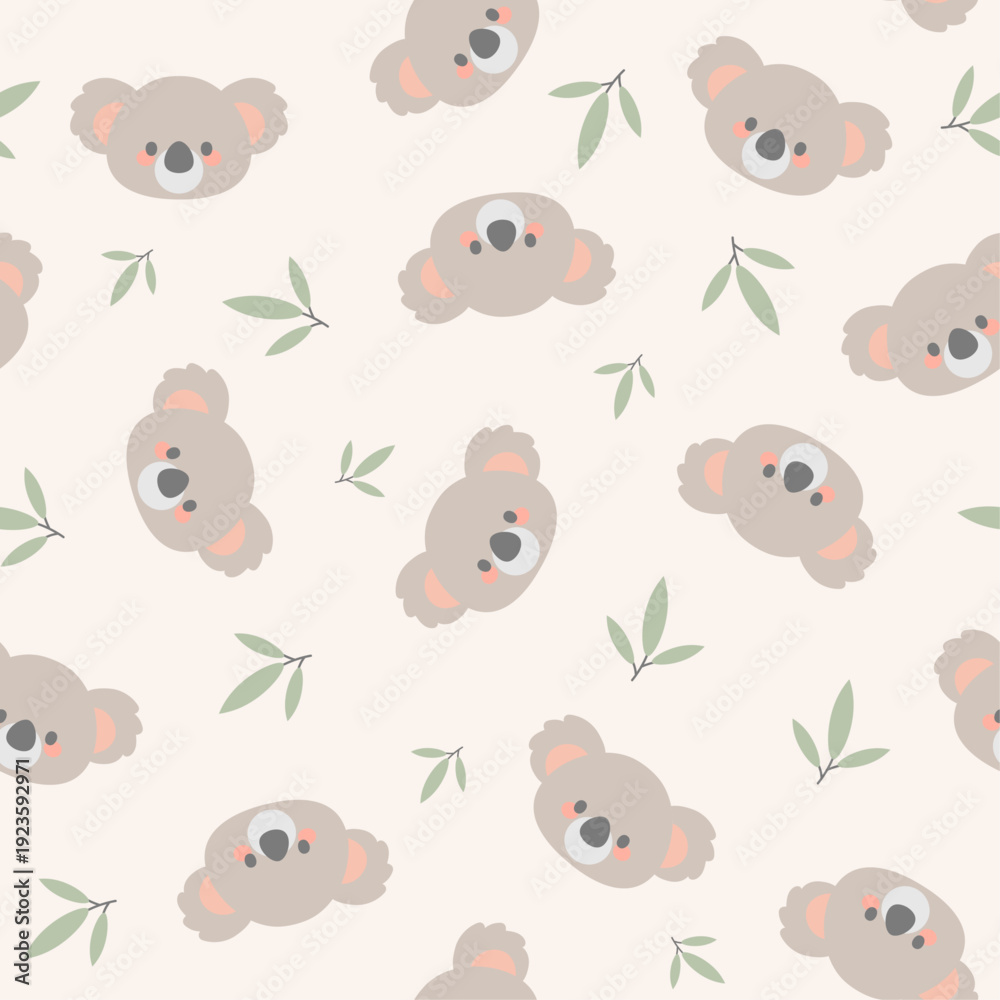 Obraz premium Seamless Koala Bear Pattern – Cute Australian Animal Repeat Background for Kids Textile, Fabric & Nursery Design