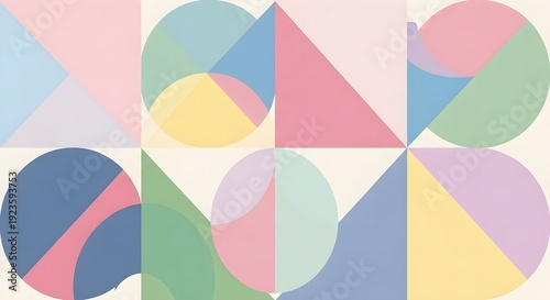 A combination of circles and triangles in pastel tones