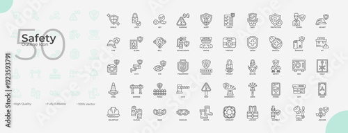 Safety Line Editable Icons set