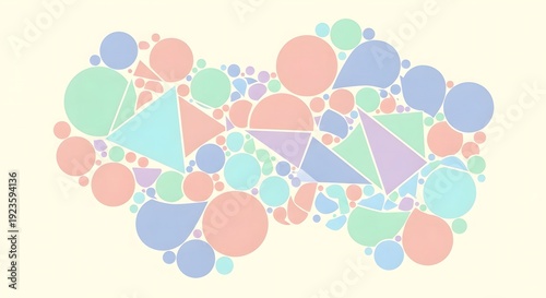 A combination of circles and triangles in pastel tones
