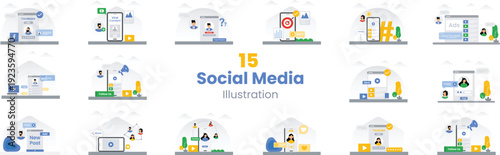 Social Media Illustration Collection Set