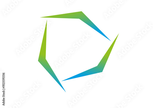 Abstract Green Blue Hexagon Logo Design With Dynamic Arrows Representing Tech Energy And Growth