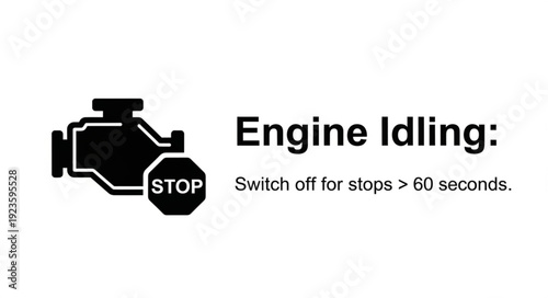 Engine Idling Stop Sign Icon.