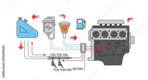 Engine Lubrication System Diagram Illustration.