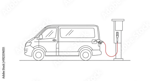 Electric Van Charging at Station.