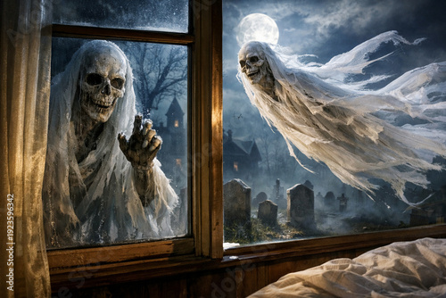 flying ghosts outside the window