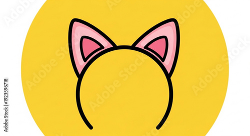 Cat ears headband on yellow background for costume party fun and playful fashion accessory