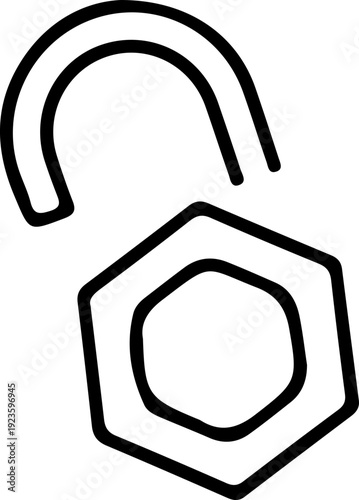 Unlocked Padlock Icon Sketch